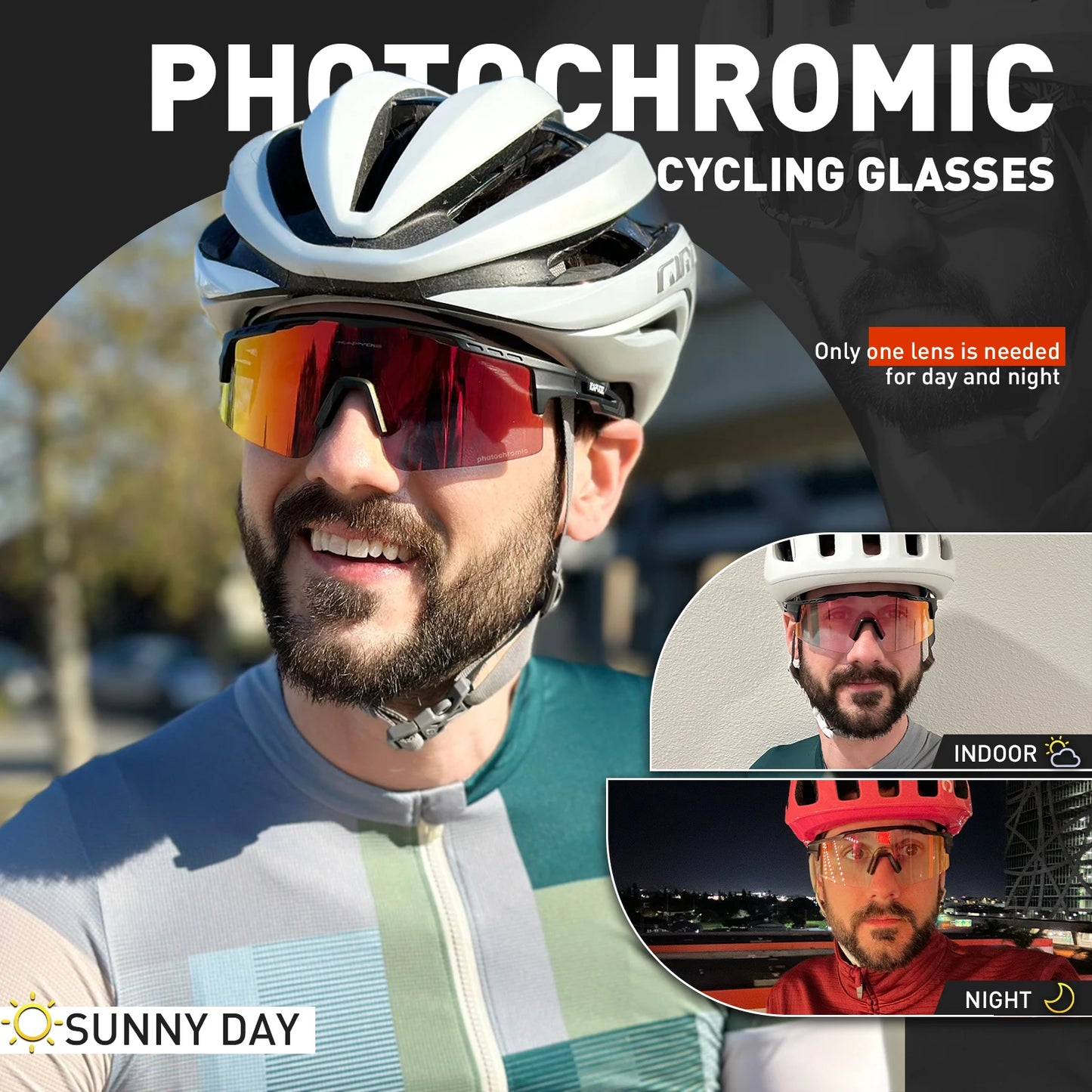 Polarized Cycling Sunglasses – UV400 Protection, TR90 Frame for Men & Women